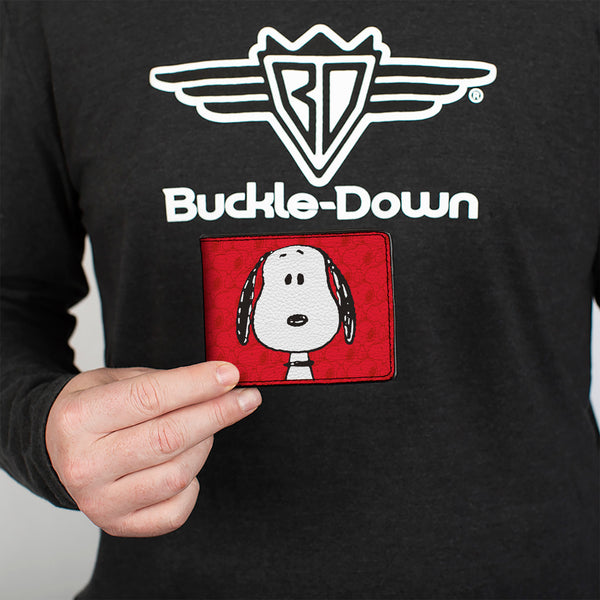 Buckle-Down Bi-Fold Wallet - Peanuts Snoopy Face And Profile Pose Reds