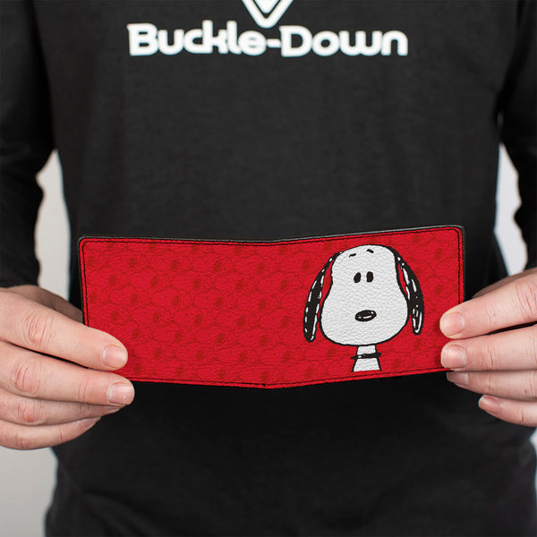Buckle-Down Bi-Fold Wallet - Peanuts Snoopy Face And Profile Pose Reds