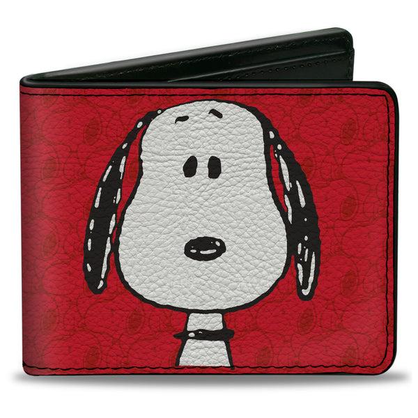 Buckle-Down Bi-Fold Wallet - Peanuts Snoopy Face And Profile Pose Reds