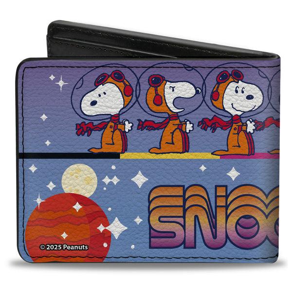 Buckle-Down Bi-Fold Wallet - Peanuts SNOOPY FIRST BEAGLE ON THE MOON Poses Blue/Multi Color