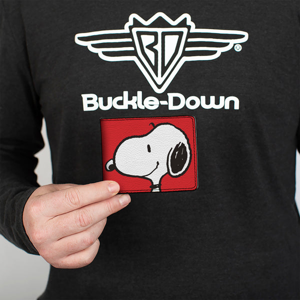 Buckle-Down Bi-Fold Wallet - Peanuts Snoopy Smiling Profile Pose Red