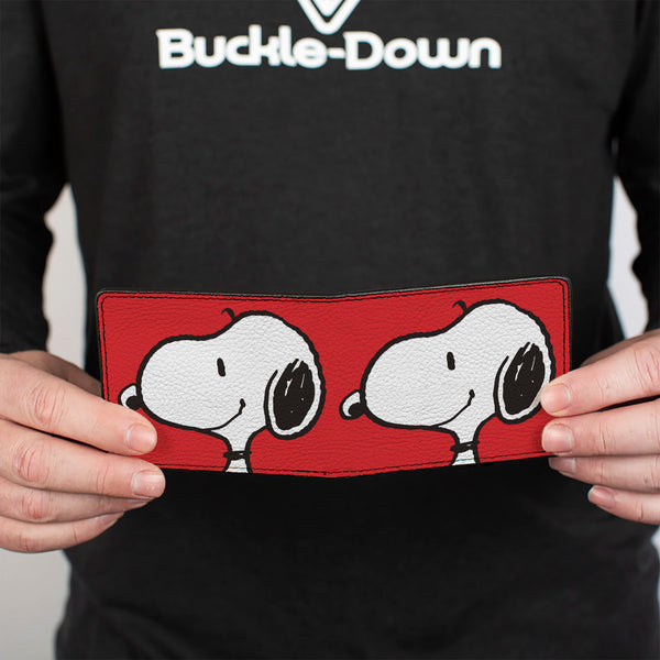 Buckle-Down Bi-Fold Wallet - Peanuts Snoopy Smiling Profile Pose Red