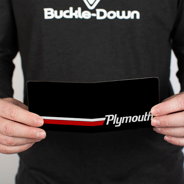 Buckle-Down Bi-Fold Wallet - PLYMOUTH Text Stripe Black White Red
