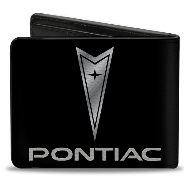 Buckle-Down Bi-Fold Wallet - Pontiac Black Silver Logo CENTERED