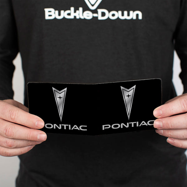 Buckle-Down Bi-Fold Wallet - Pontiac Black Silver Logo CENTERED