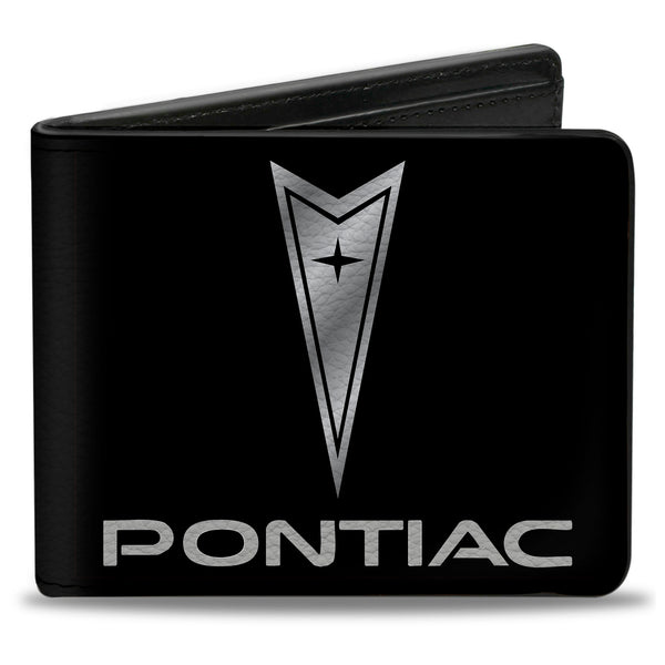 Buckle-Down Bi-Fold Wallet - Pontiac Black Silver Logo CENTERED