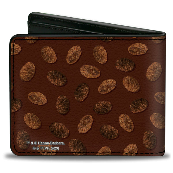 Buckle-Down Bi-Fold Wallet - POST COCOA PEBBLES Corner Logo And Cereal Pebbles Scattered Browns