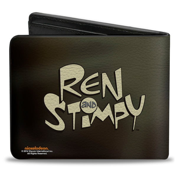 Buckle-Down Bi-Fold Wallet - Powdered Toastman CLING TENACIOUSLY TO MY BUTTOCKS + REN AND STIMPY Logo Black