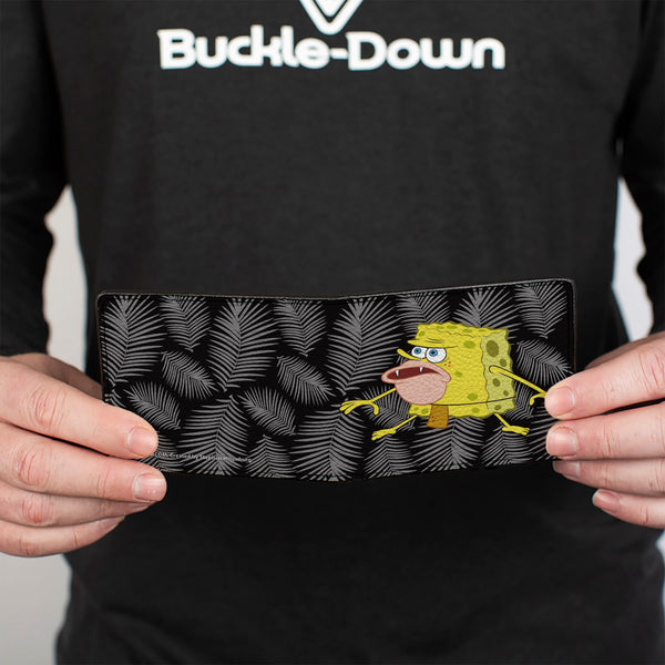 Buckle-Down Bi-Fold Wallet - Primitive Sponge Pose Leaves Black Gray