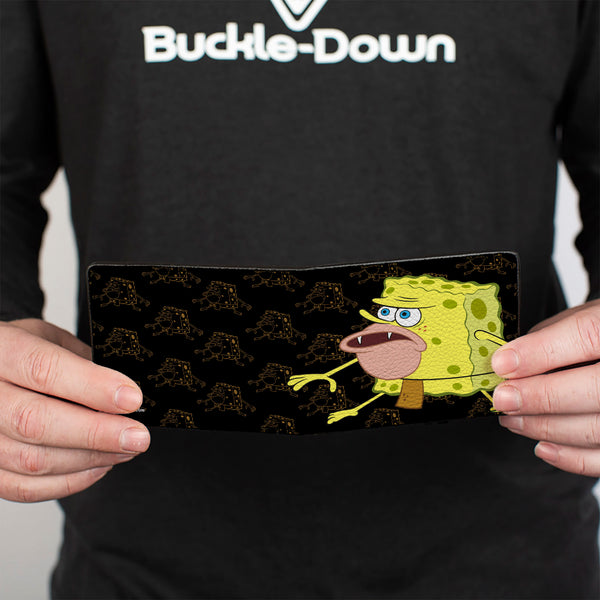 Buckle-Down Bi-Fold Wallet - Primitive Sponge Pose Pose Outline Black Brown