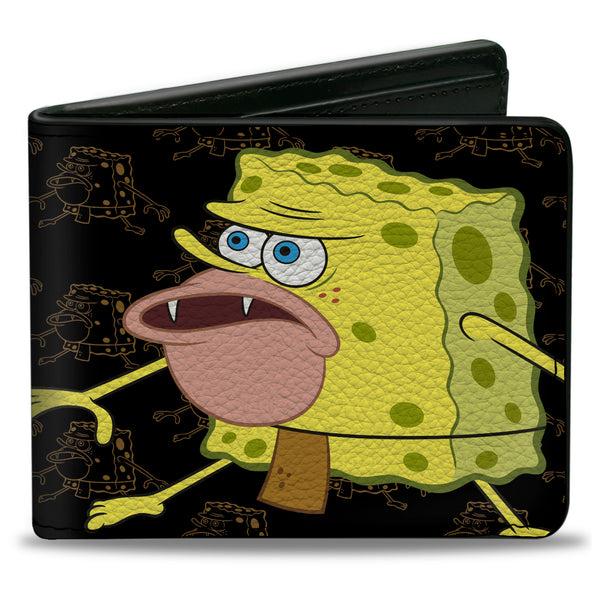 Buckle-Down Bi-Fold Wallet - Primitive Sponge Pose Pose Outline Black Brown