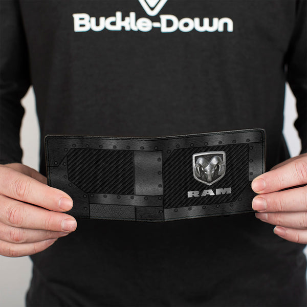 Buckle-Down Bi-Fold Wallet - RAM Logo Armor Black Grays Silvers