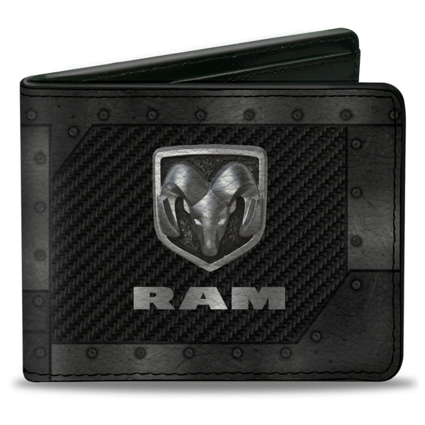 Buckle-Down Bi-Fold Wallet - RAM Logo Armor Black Grays Silvers Buckle-Down Bi-Fold Wallet - RAM Logo Armor Black Grays Silvers