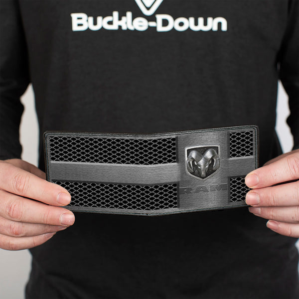 Buckle-Down Bi-Fold Wallet - RAM Logo Grill Silvers Black