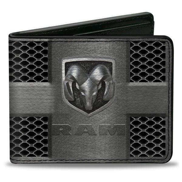 Buckle-Down Bi-Fold Wallet - RAM Logo Grill Silvers Black