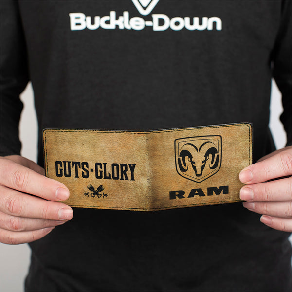 Buckle-Down Bi-Fold Wallet - RAM Logo + GUTS-GLORY Pistons Weathered Black