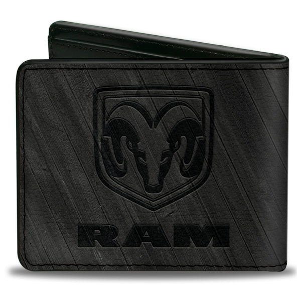 Buckle-Down Bi-Fold Wallet - RAM Logo Wood Grain Grays