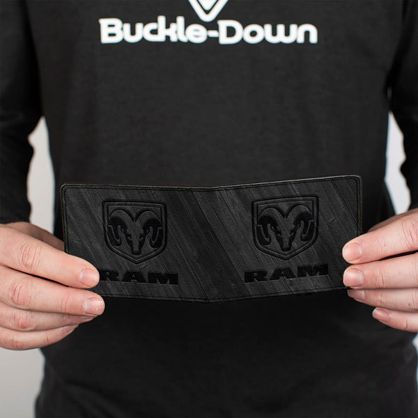 Buckle-Down Bi-Fold Wallet - RAM Logo Wood Grain Grays