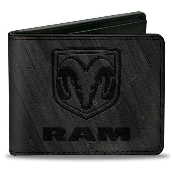 Buckle-Down Bi-Fold Wallet - RAM Logo Wood Grain Grays