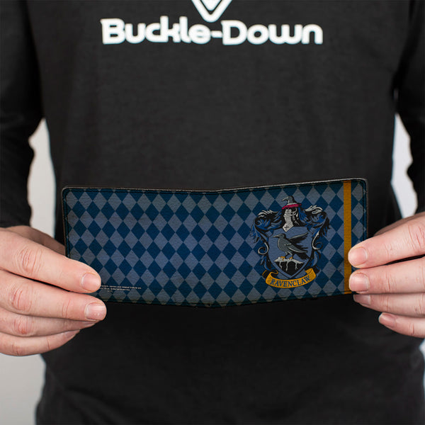 Buckle-Down Bi-Fold Wallet - RAVENCLAW Crest Diamonds Weathered Blues Gold