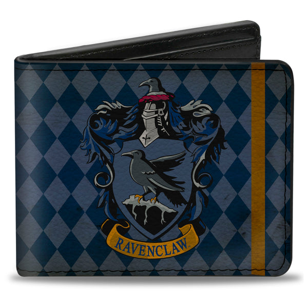 Buckle-Down Bi-Fold Wallet - RAVENCLAW Crest Diamonds Weathered Blues Gold