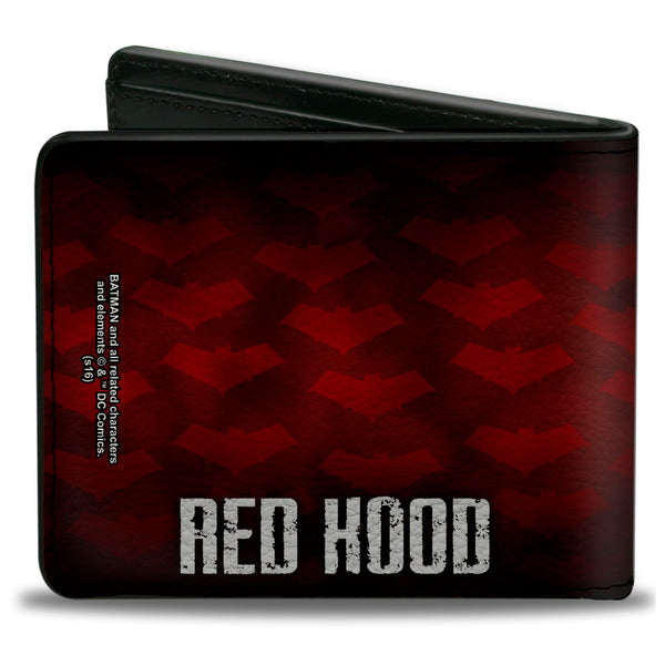 Buckle-Down Bi-Fold Wallet - Red Hood Logo Monogram Black-Red Fade Red White