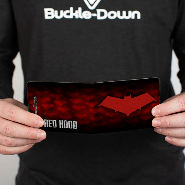 Buckle-Down Bi-Fold Wallet - Red Hood Logo Monogram Black-Red Fade Red White