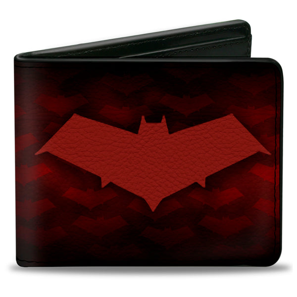 Buckle-Down Bi-Fold Wallet - Red Hood Logo Monogram Black-Red Fade Red White