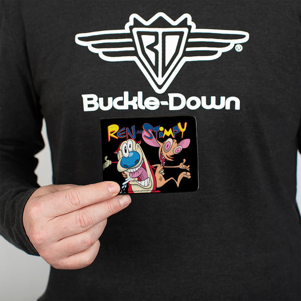 Buckle-Down Bi-Fold Wallet - REN AND STIMPY Buddy Pose Black