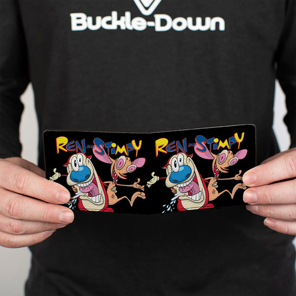 Buckle-Down Bi-Fold Wallet - REN AND STIMPY Buddy Pose Black