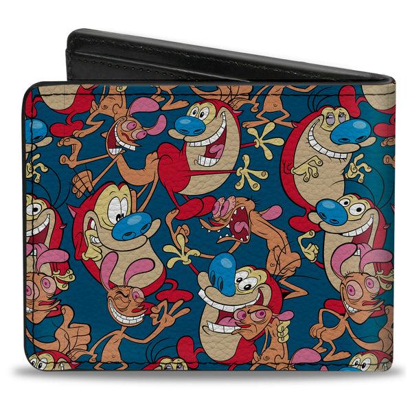 Buckle-Down Bi-Fold Wallet - REN AND STIMPY Multi-Pose Collage Blue