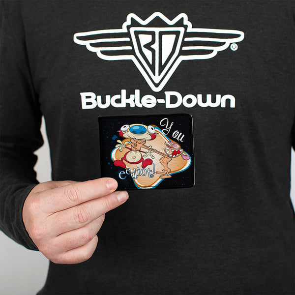 Buckle-Down Bi-Fold Wallet - Ren Choking Stimpy YOU EEDIOT