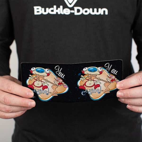 Buckle-Down Bi-Fold Wallet - Ren Choking Stimpy YOU EEDIOT
