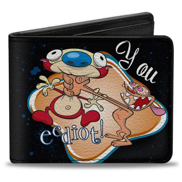 Buckle-Down Bi-Fold Wallet - Ren Choking Stimpy YOU EEDIOT