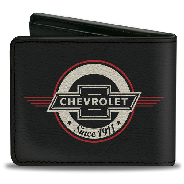 Buckle-Down Bi-Fold Wallet - Retro Chevy Bowtie SINCE 1911 Black Red Ivory