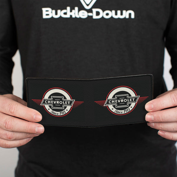 Buckle-Down Bi-Fold Wallet - Retro Chevy Bowtie SINCE 1911 Black Red Ivory