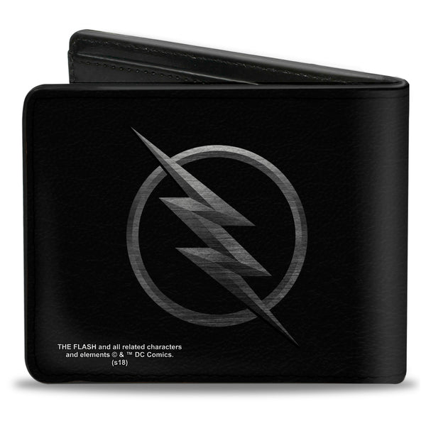 Buckle-Down Bi-Fold Wallet - Reverse Flash Logo Black Silver Etching