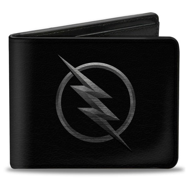 Buckle-Down Bi-Fold Wallet - Reverse Flash Logo Black Silver Etching