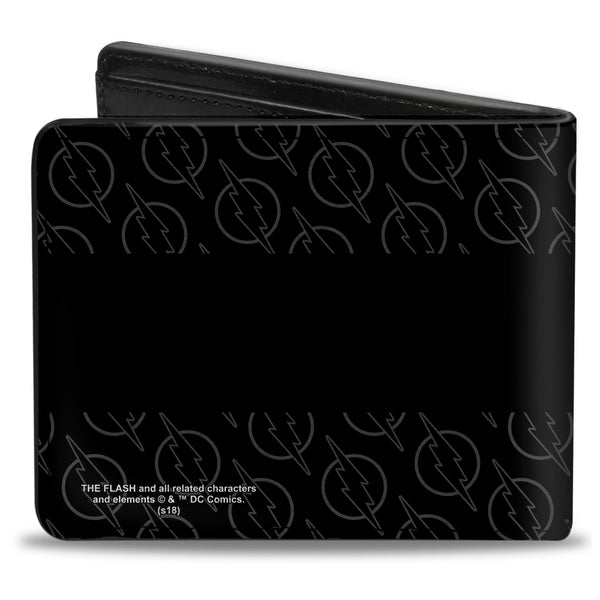 Buckle-Down Bi-Fold Wallet - Reverse Flash Logo Stripe Logo Monogram Black Grays
