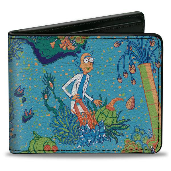 Buckle-Down Bi-Fold Wallet - Rick and Morty Botanical Garden Collage Blue