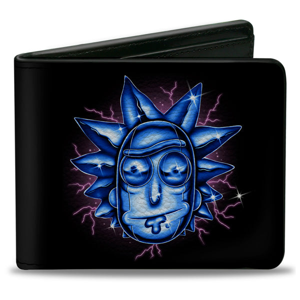 Buckle-Down Bi-Fold Wallet - Rick and Morty Electric Faces Black/Blues