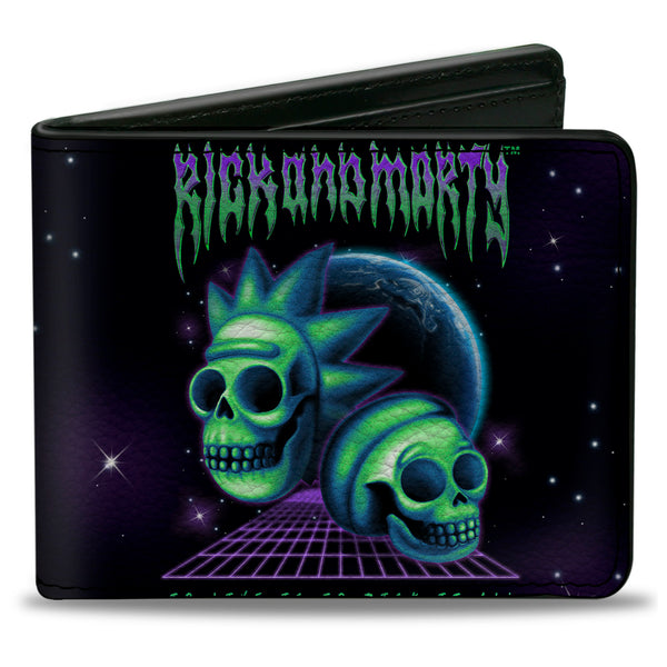 Buckle-Down Bi-Fold Wallet - RICK AND MORTY Heavy Metal Skulls Black/Purple/Blue/Green