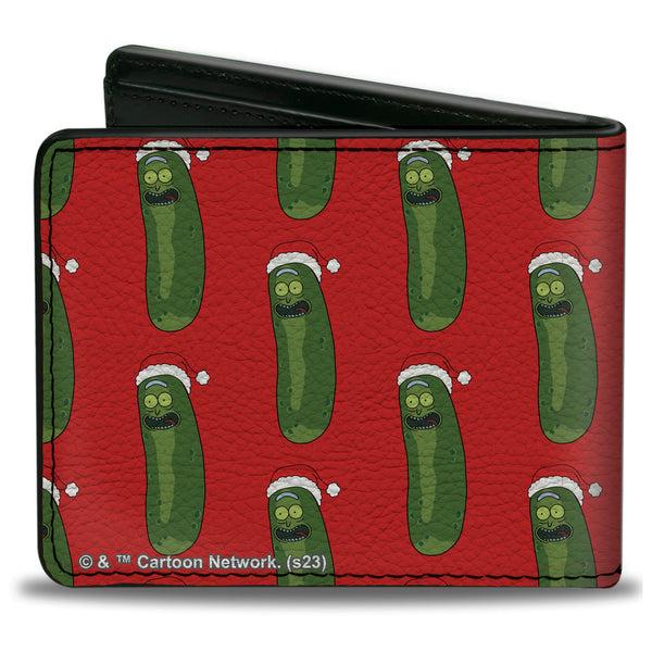 Buckle-Down Bi-Fold Wallet - Rick And Morty Holiday Pickle Rick Santa Clause Pose Red
