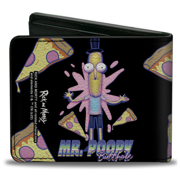 Buckle-Down Bi-Fold Wallet - Rick And Morty MR. POOPY BUTTHOLE Pizza Pose Black