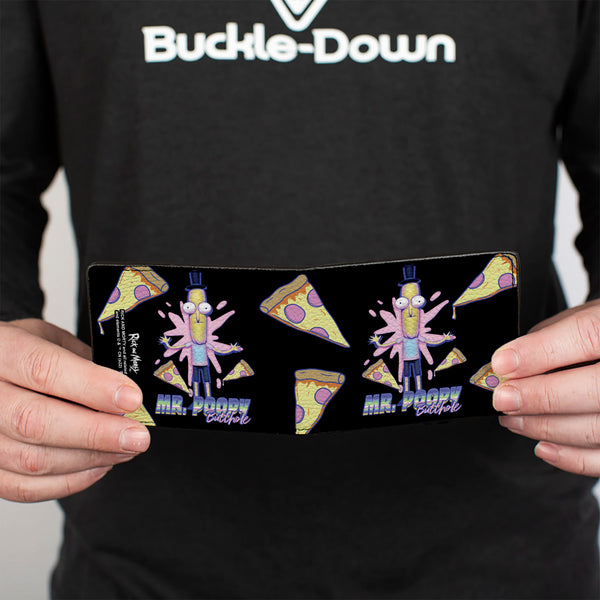 Buckle-Down Bi-Fold Wallet - Rick And Morty MR. POOPY BUTTHOLE Pizza Pose Black