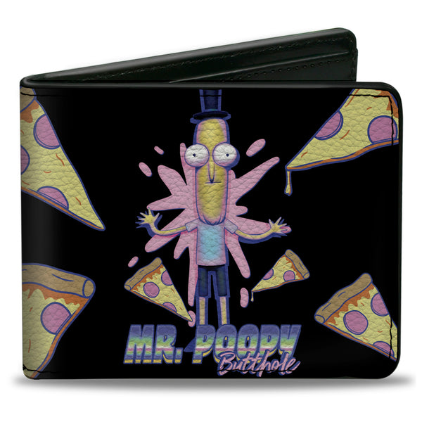 Buckle-Down Bi-Fold Wallet - Rick and Morty MR. POOPY BUTTHOLE Pizza Pose Black
