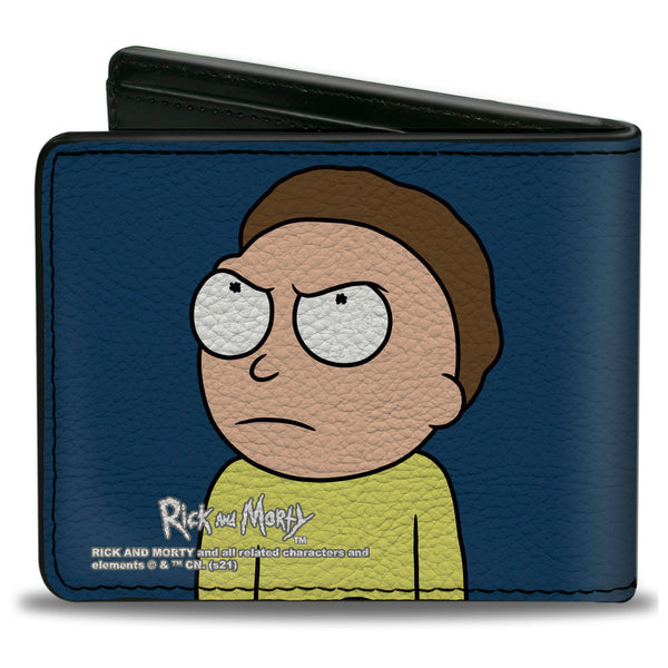 Buckle-Down Bi-Fold Wallet - Rick And Morty Pose Blocks Black + Blue