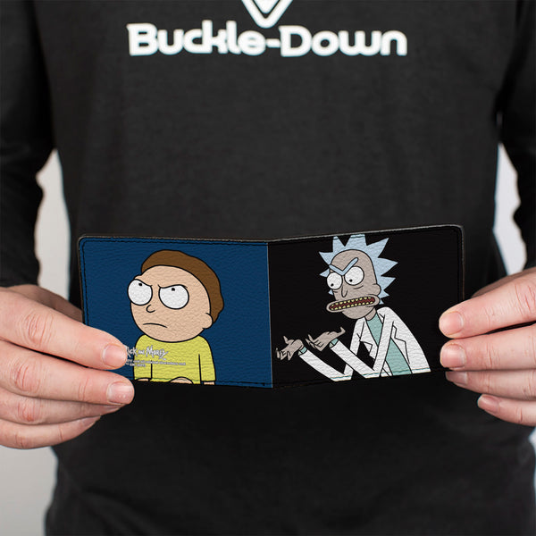 Buckle-Down Bi-Fold Wallet - Rick And Morty Pose Blocks Black + Blue