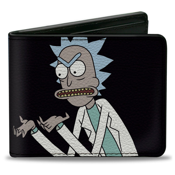 Buckle-Down Bi-Fold Wallet - Rick And Morty Pose Blocks Black + Blue