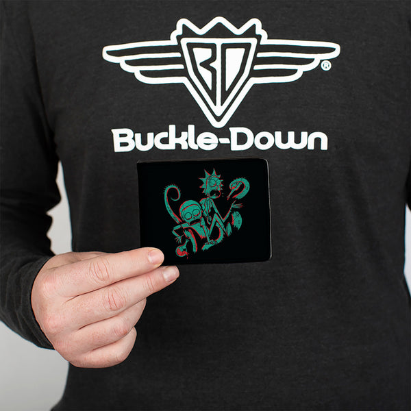 Buckle-Down Bi-Fold Wallet - Rick And Morty Psychedelic Monster Pose Black/Orange/Green